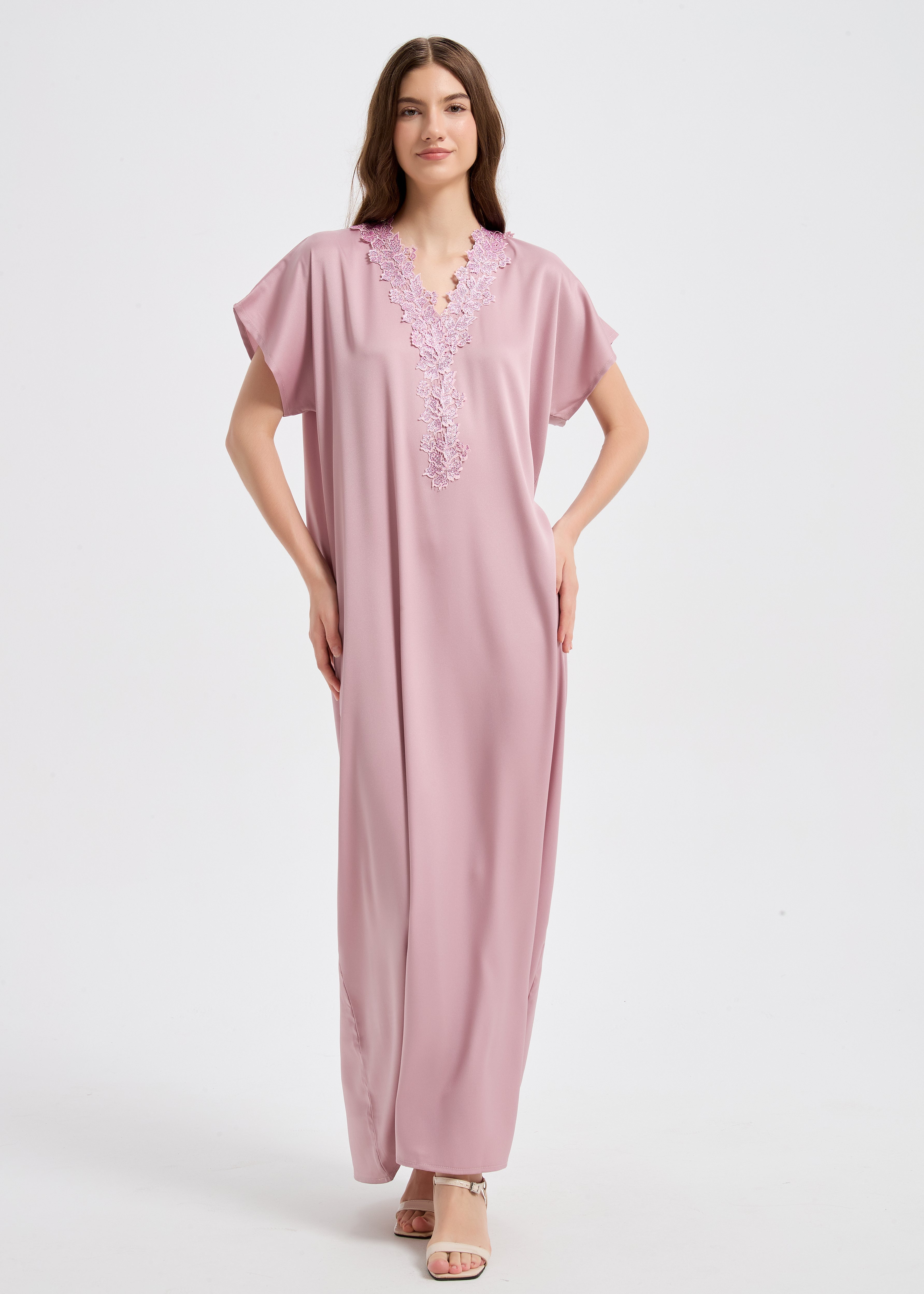 Sultana Lace Abaya Set - Rose