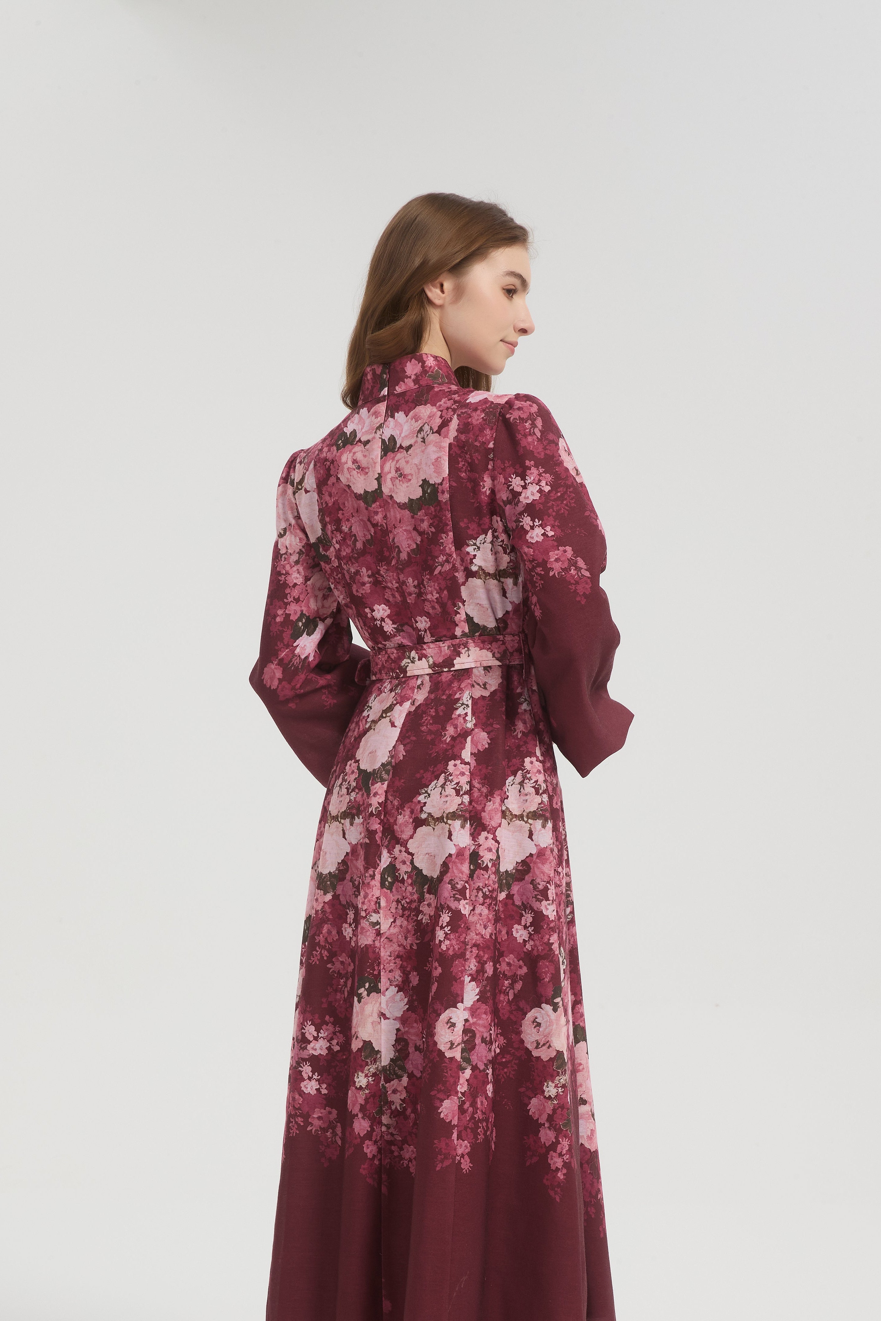 Mina Floral Maxi Dress - Plum - AMARIAH
