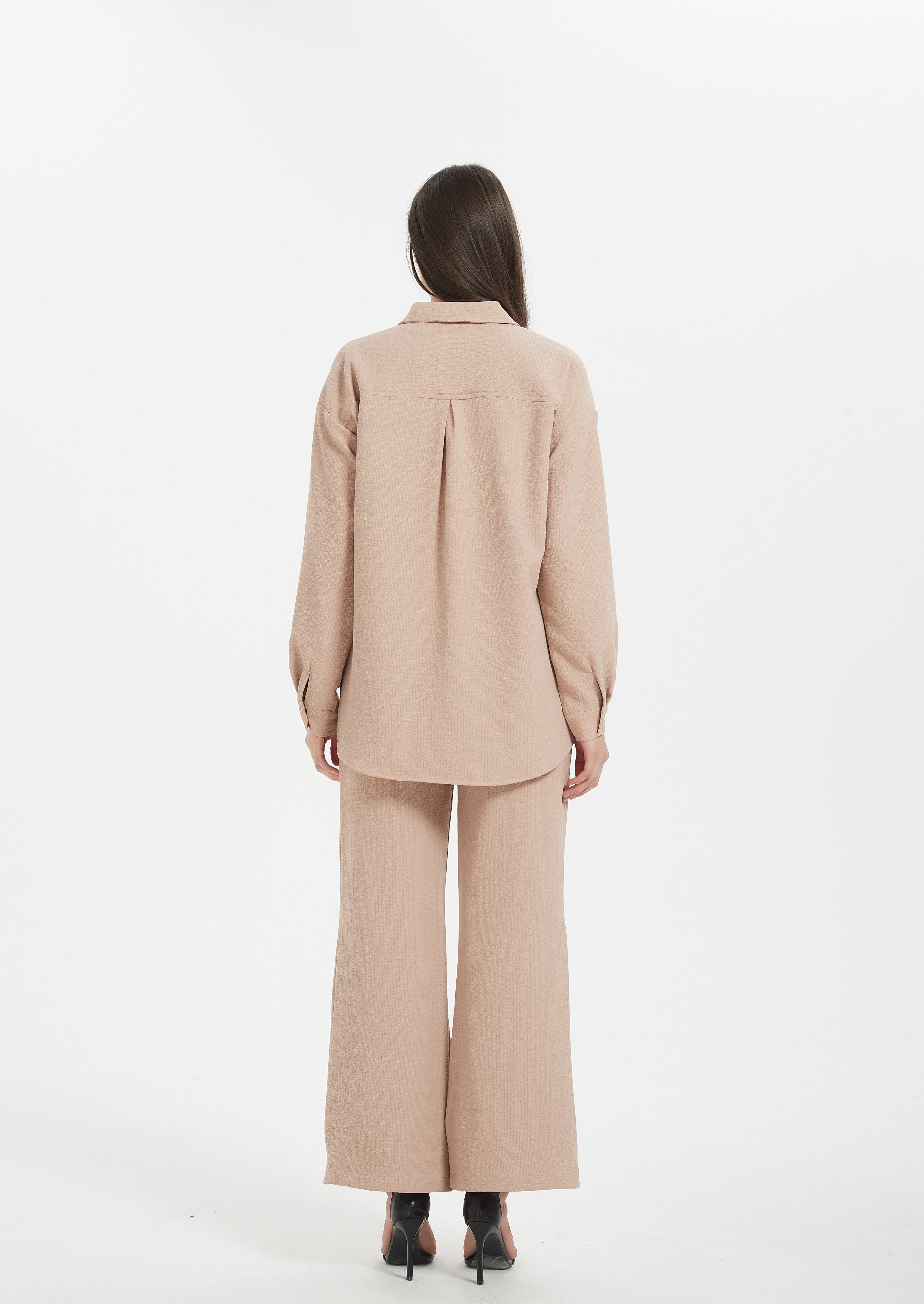 Ezra Button Up Lounge Set - Nude