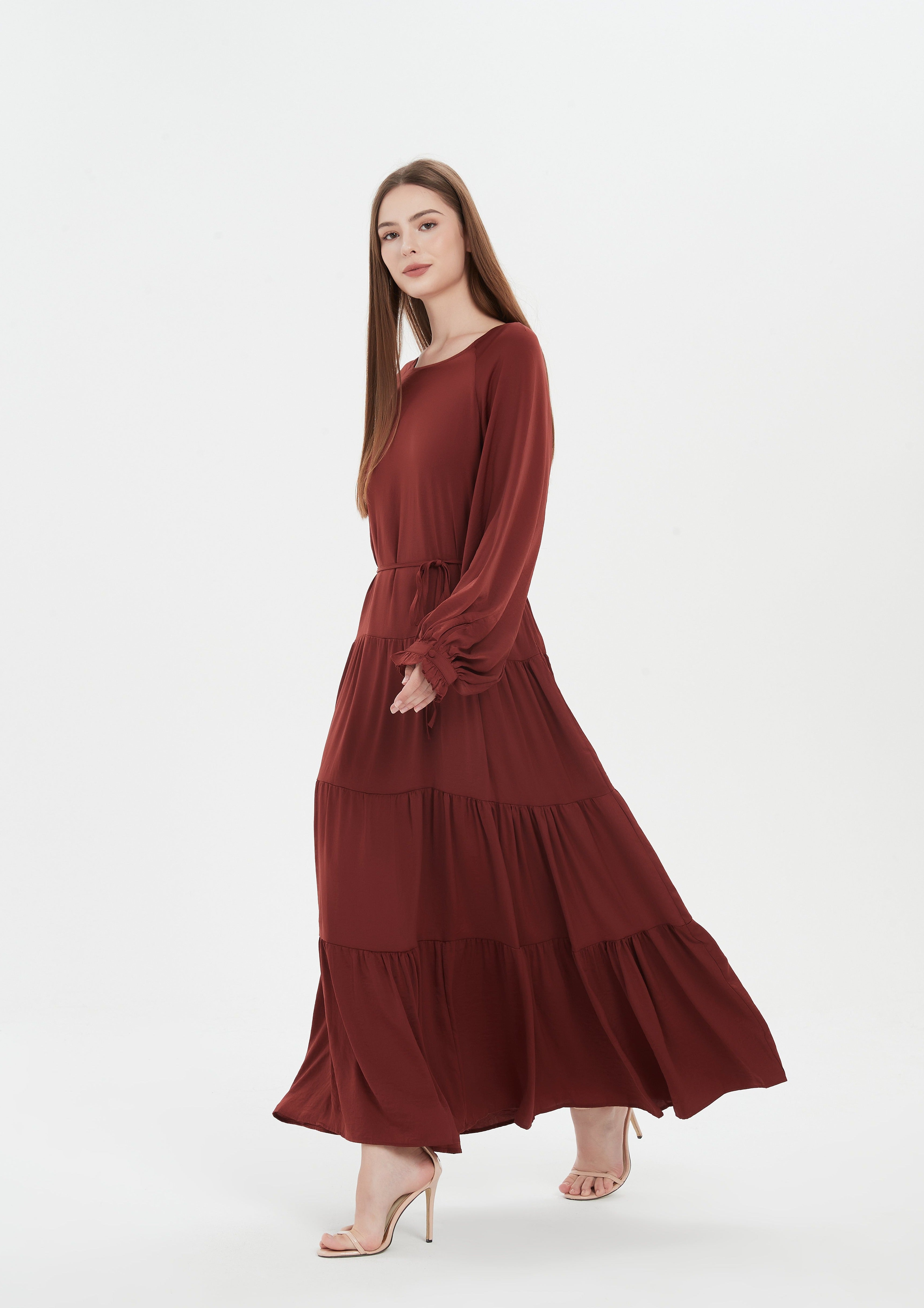 Lydia Tiered Maxi dress - Dark Spice