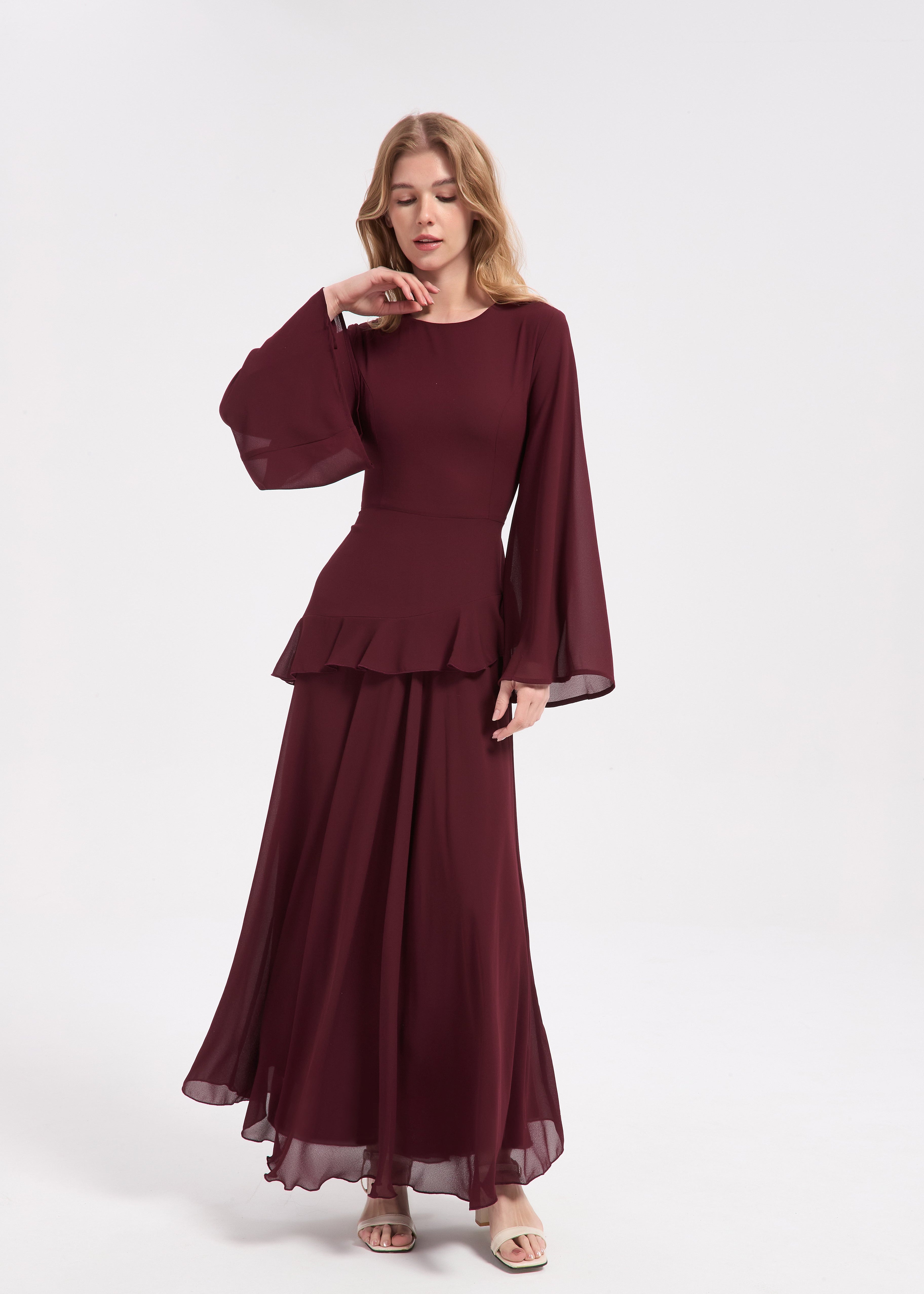 Samira Maxi Dress - Maroon - AMARIAH
