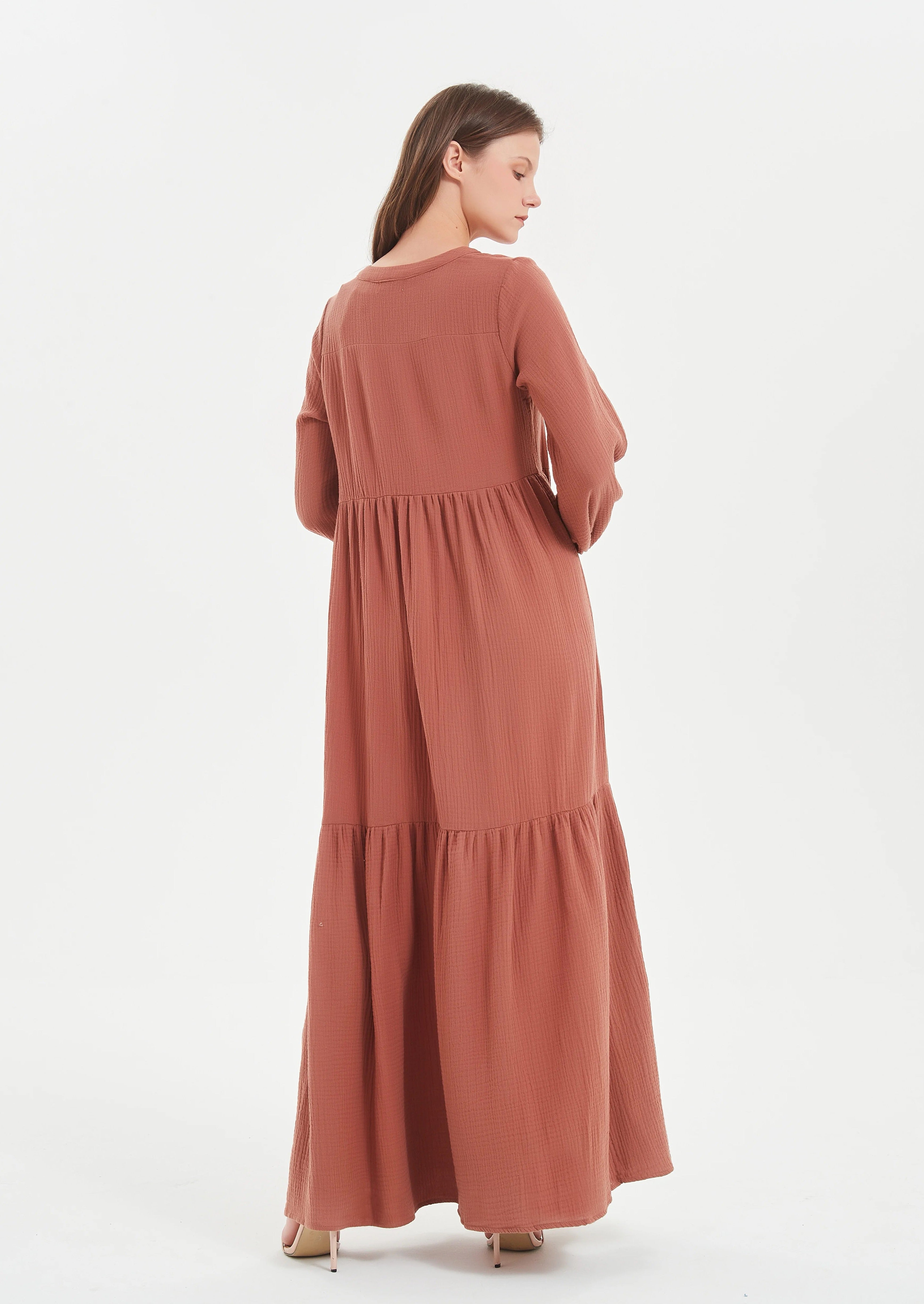 Zarina Cotton Maxi dress - Rust