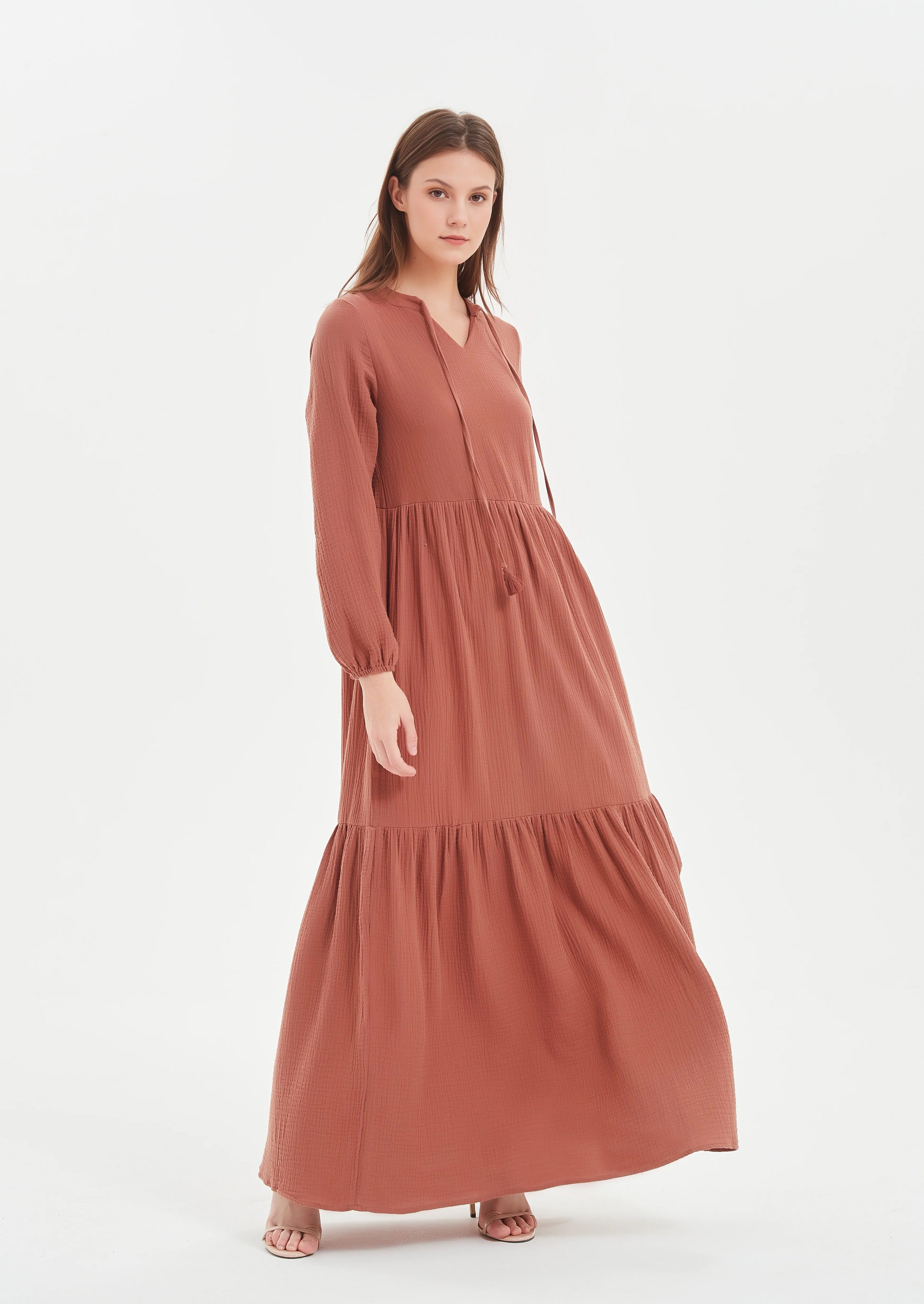 Zarina Cotton Maxi dress - Rust