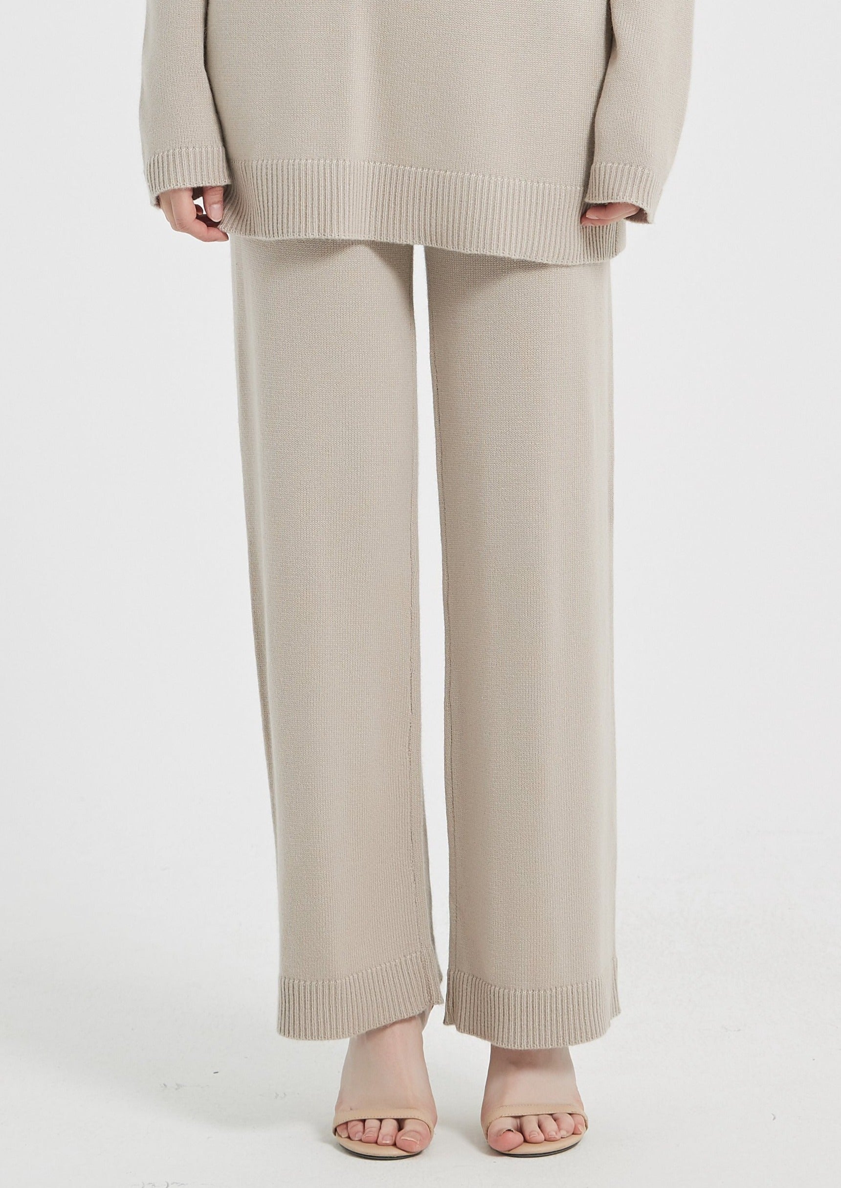 Elandra Knit Pants - Light Nude - AMARIAH