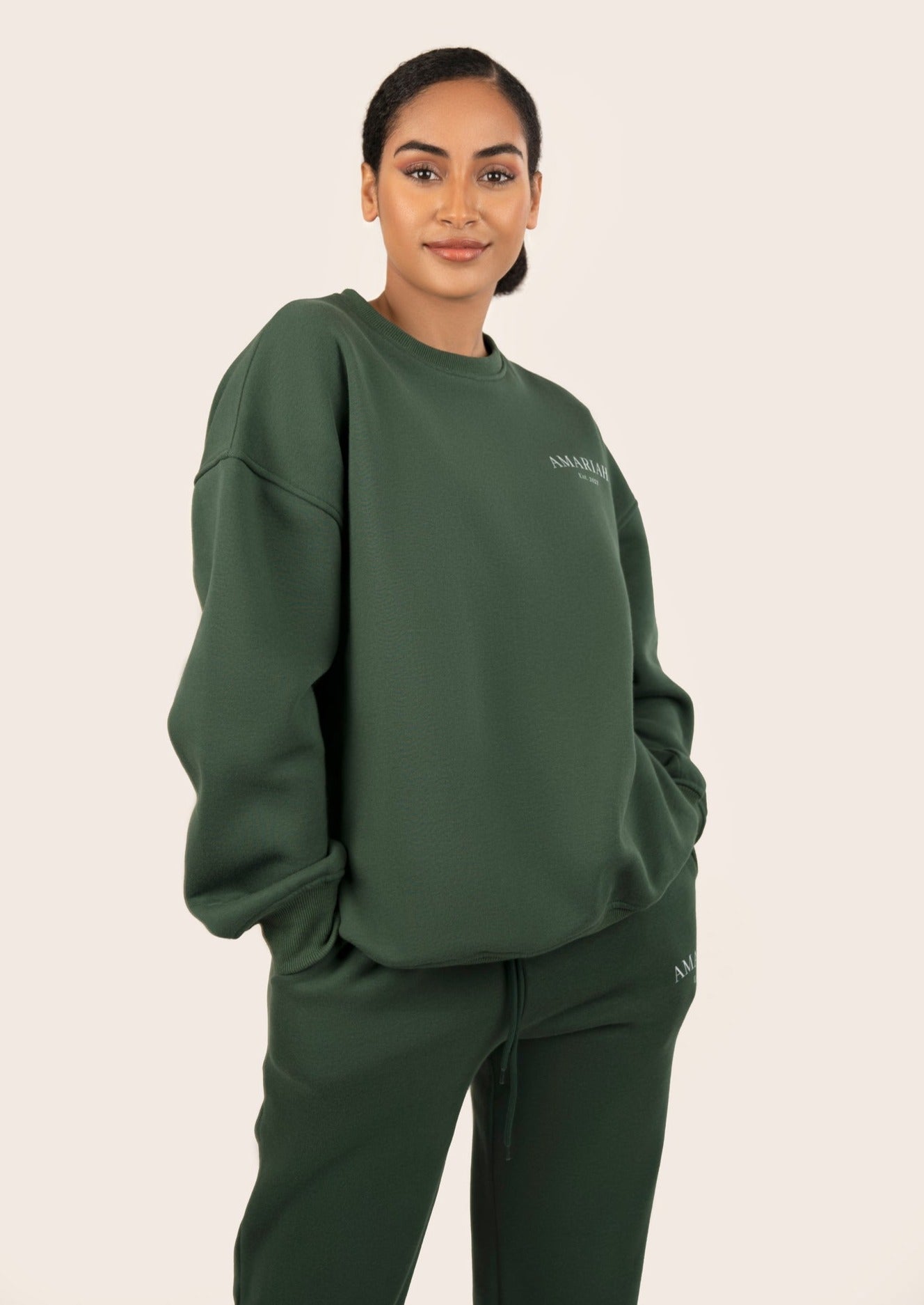 Amariah Oversized Sweatshirt - Dark Green - AMARIAH