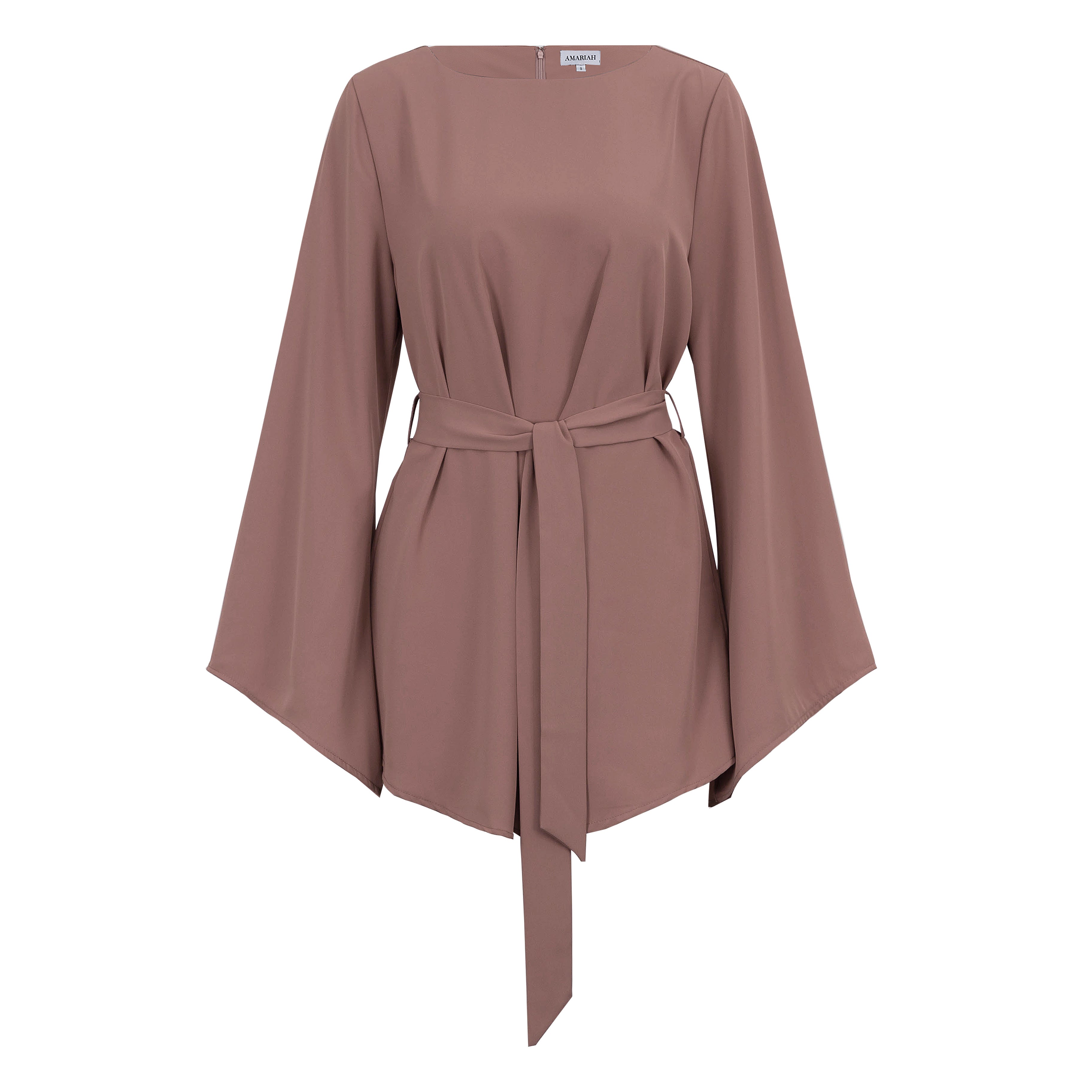 Arabella Tie Waist Top - Beige - AMARIAH