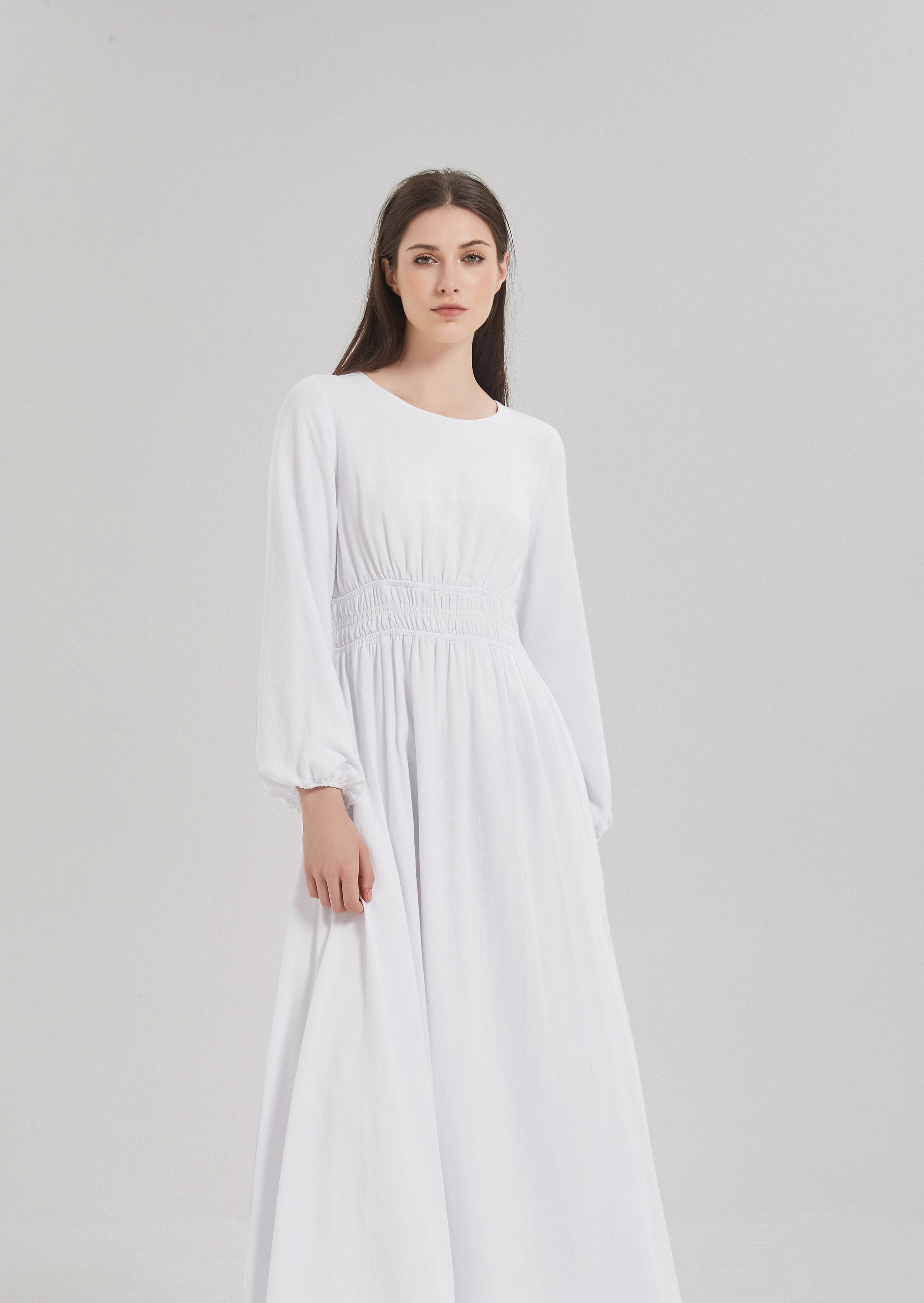 Alysa Linen Maxi Dress - White