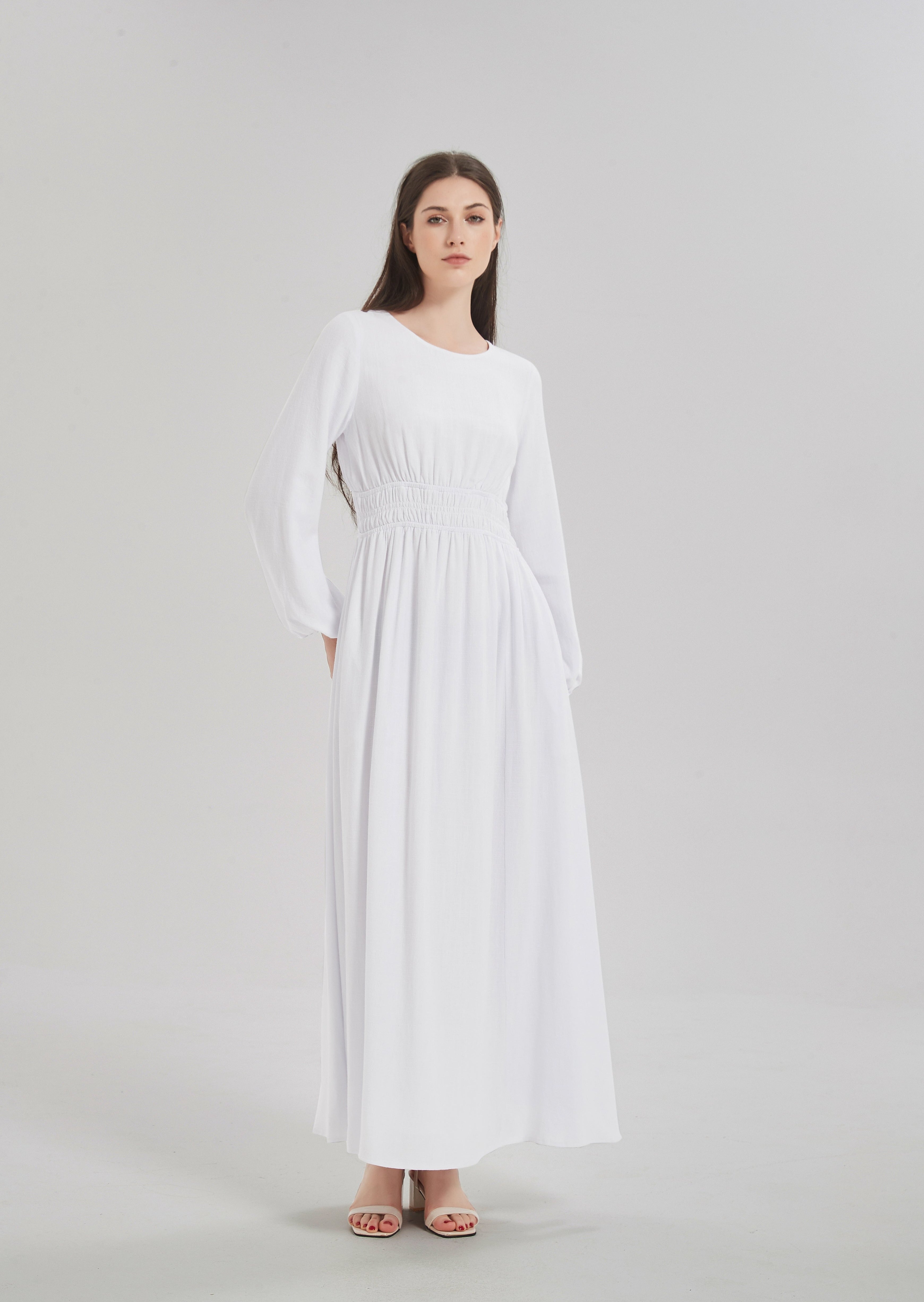 Alysa Linen Maxi Dress - White