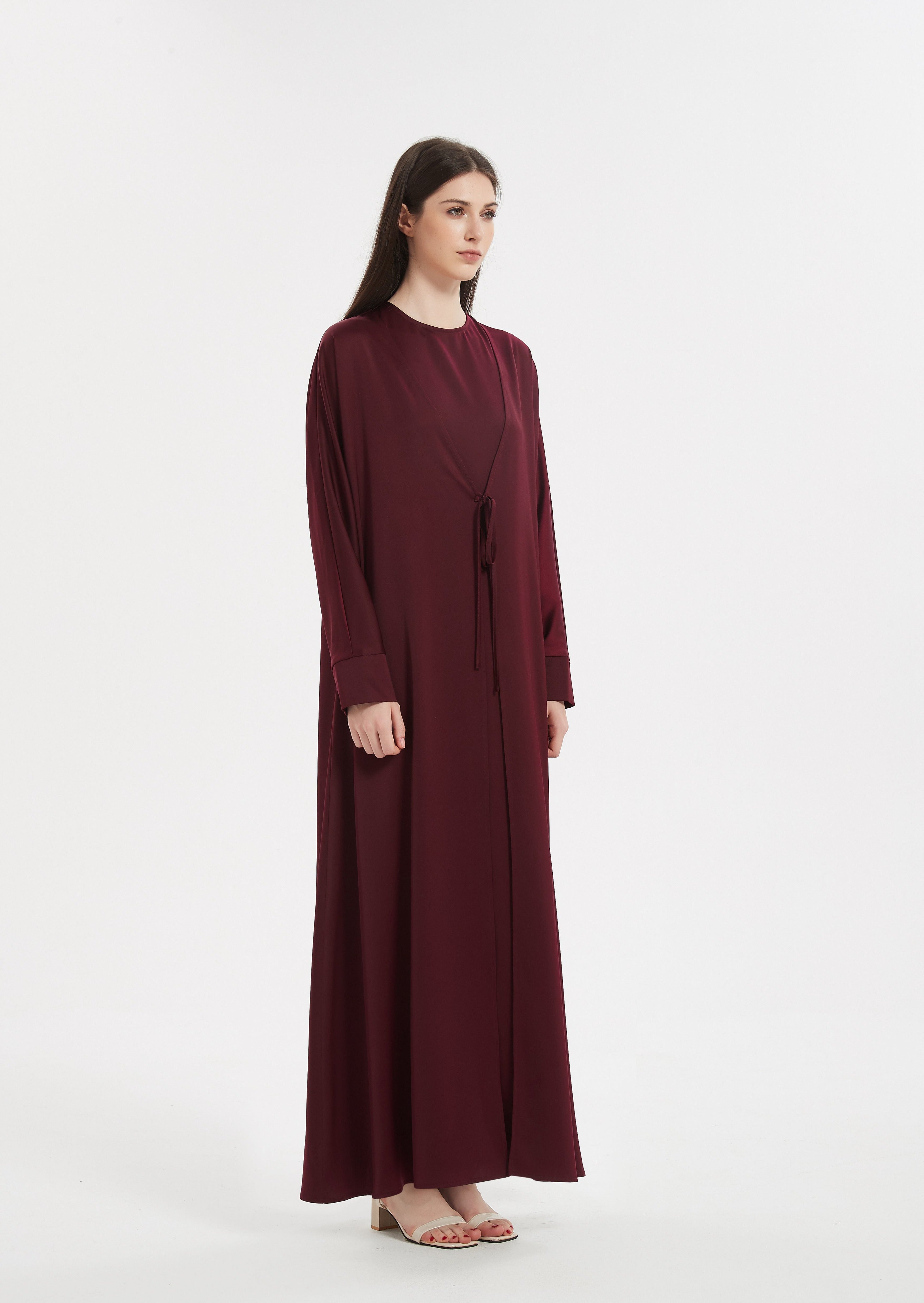 Marwa Tie Front Two Piece Set - Maroon