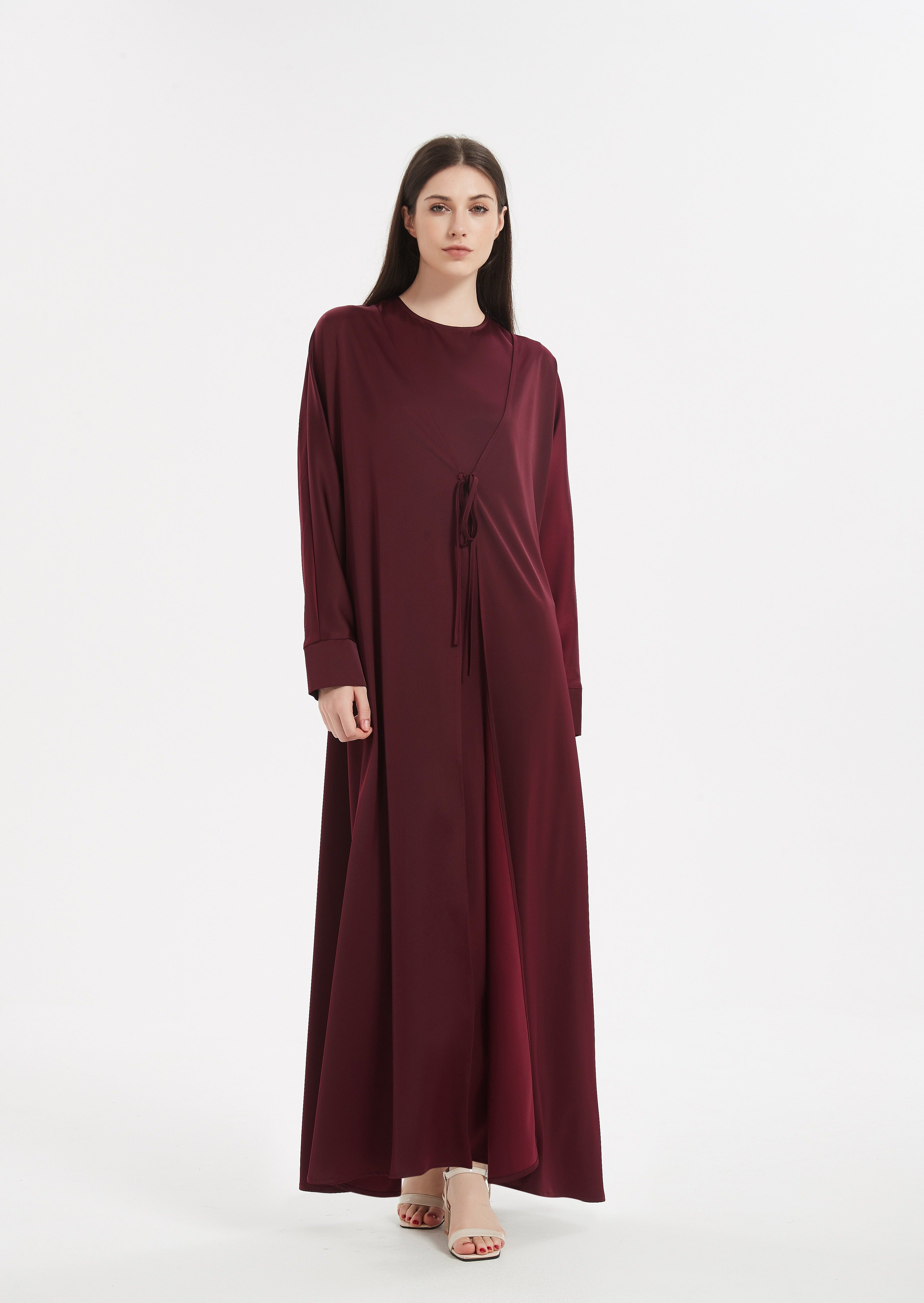 Marwa Tie Front Two Piece Set - Maroon