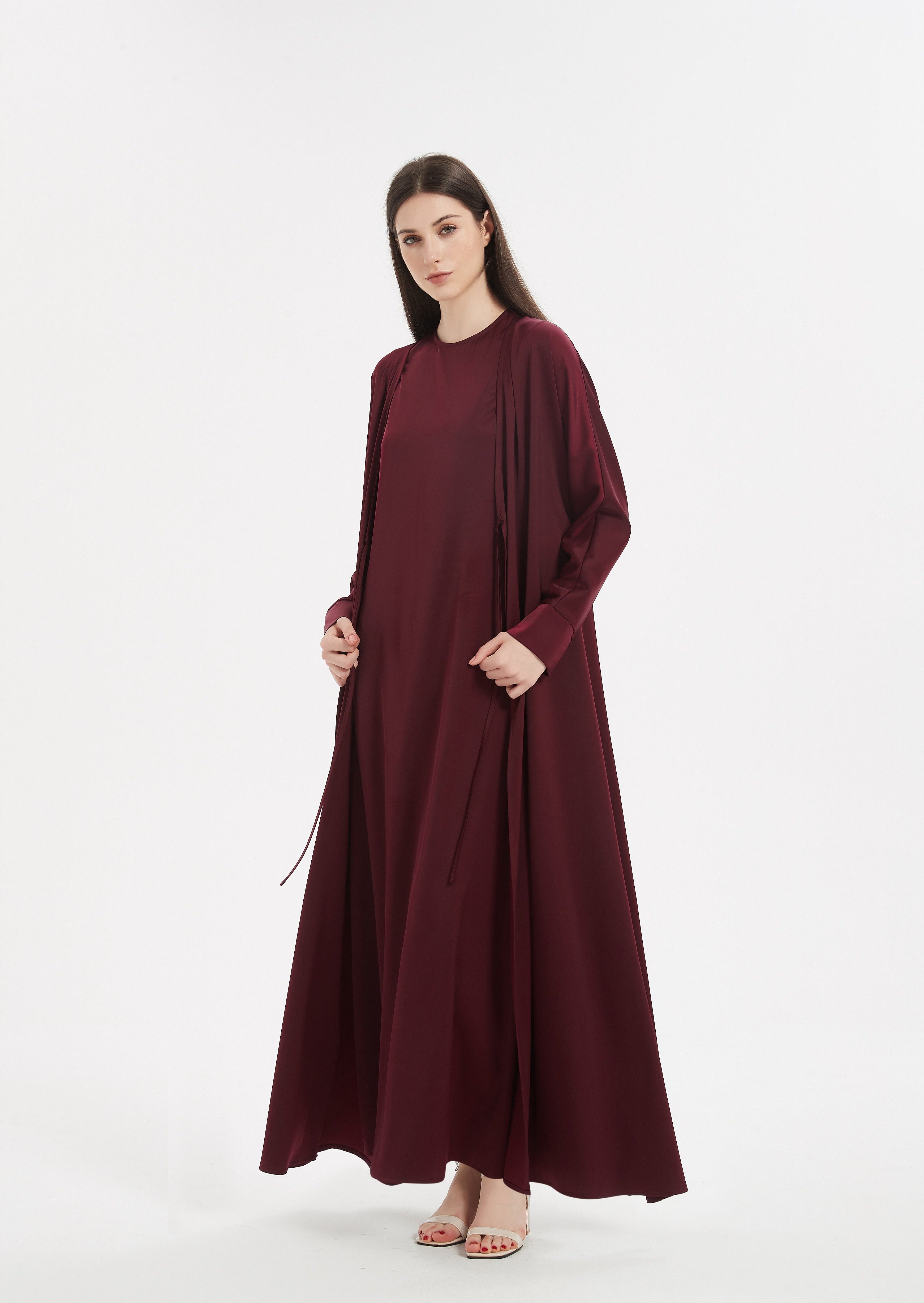 Marwa Tie Front Two Piece Set - Maroon