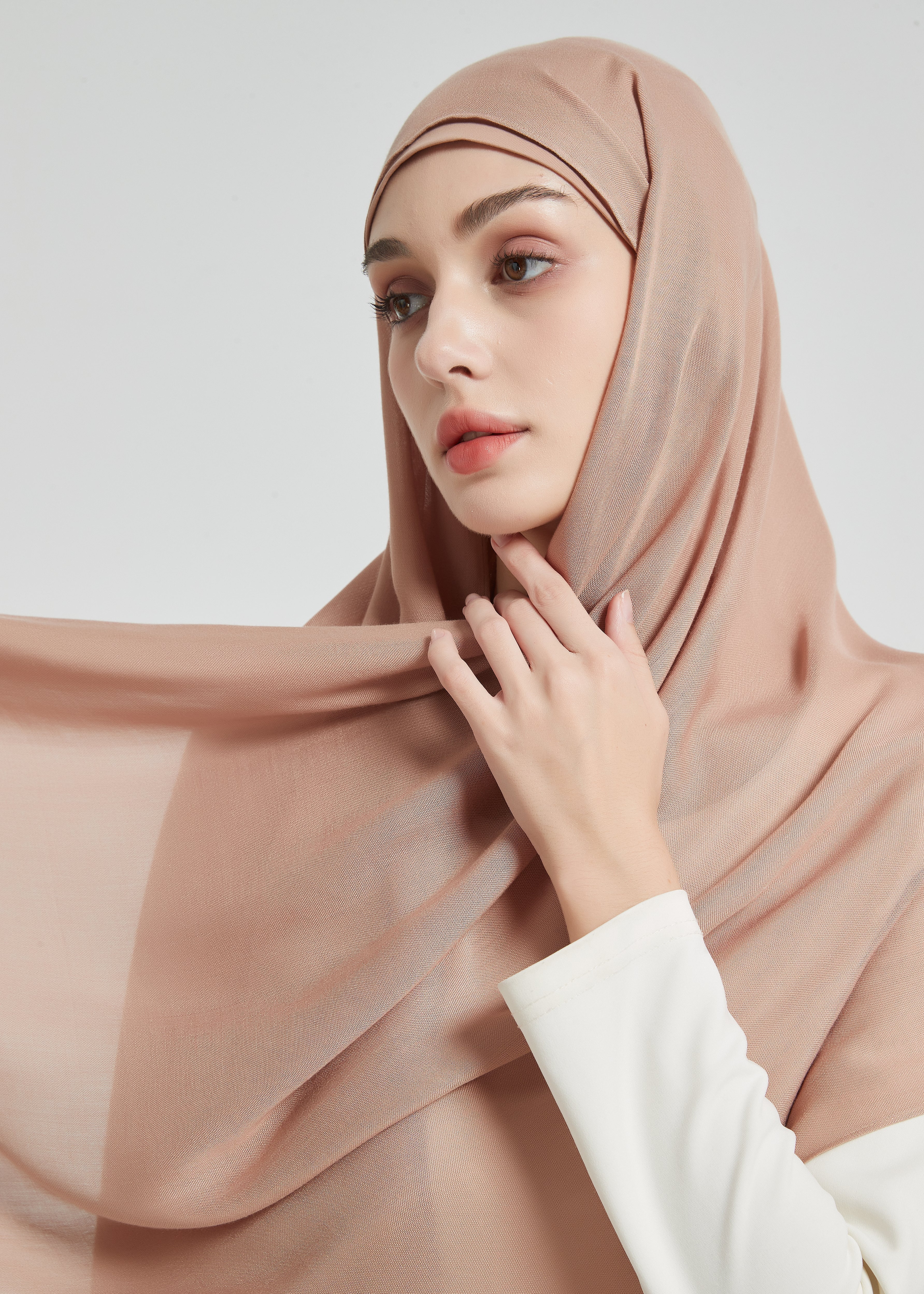 Matching Modal Hijab set - Nude - AMARIAH