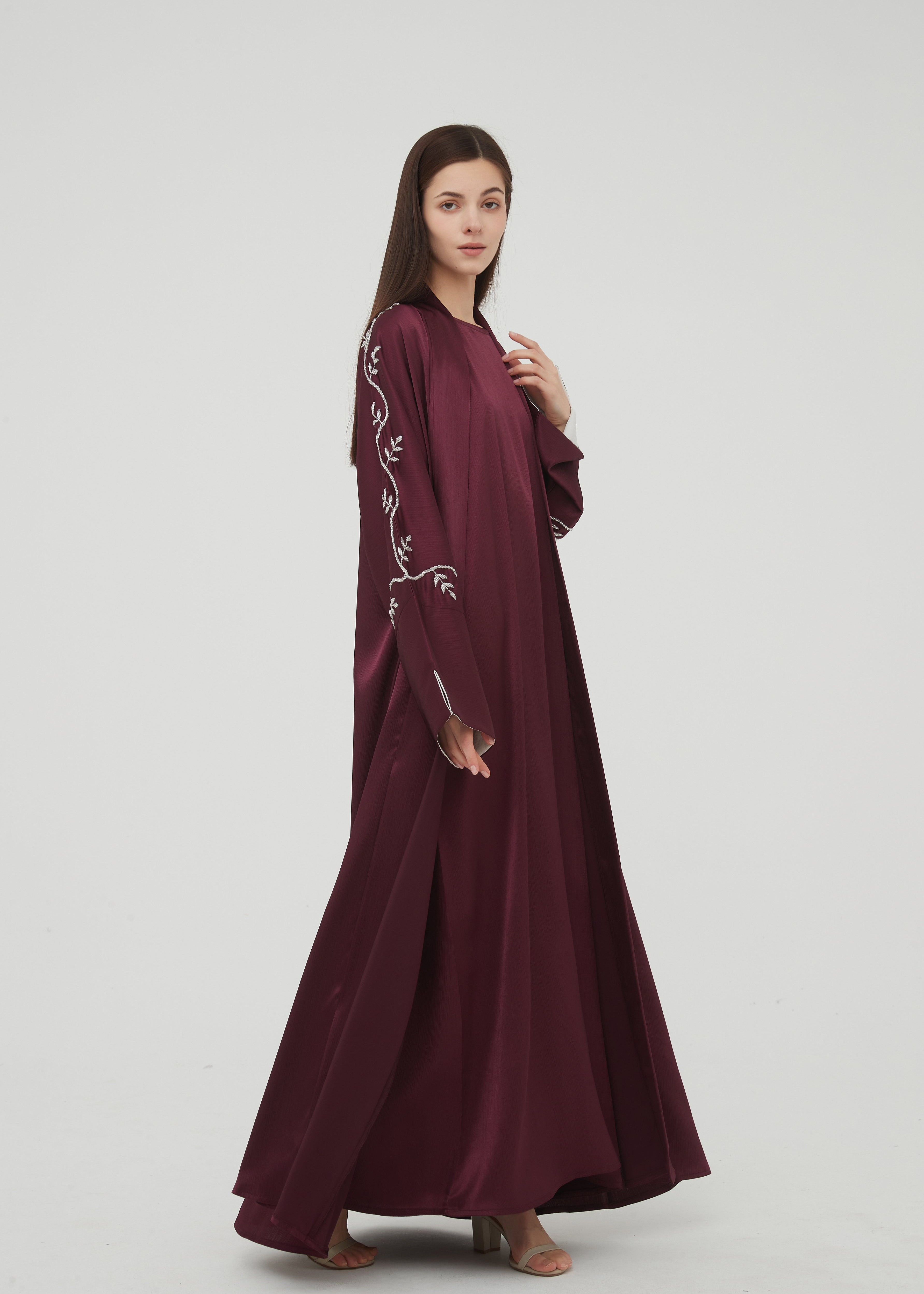 Liyana Beaded Abaya Set - Plum