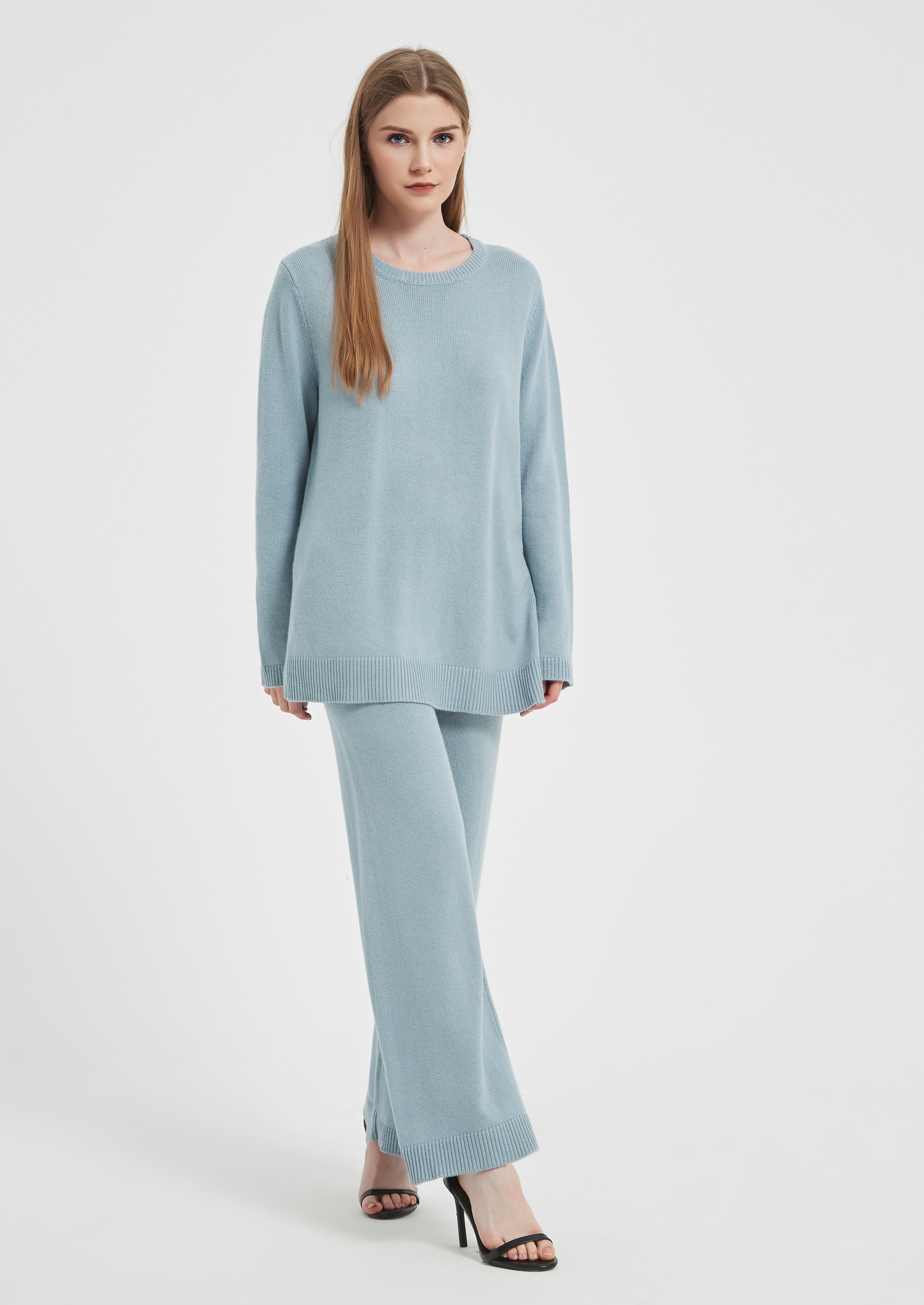 Elandra Knit Pants - Baby Blue