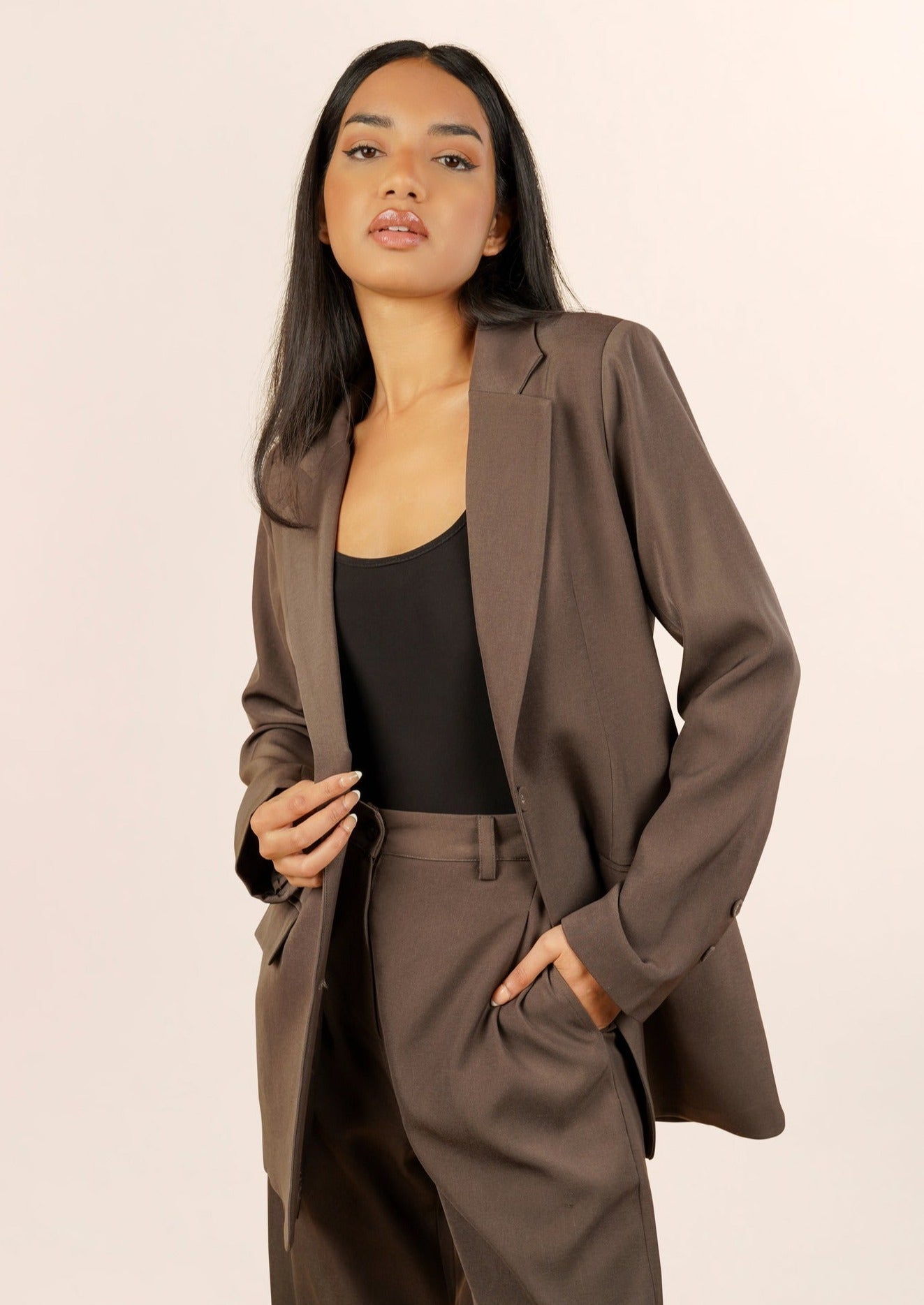 Imara Single Breasted Blazer - Khaki - AMARIAH