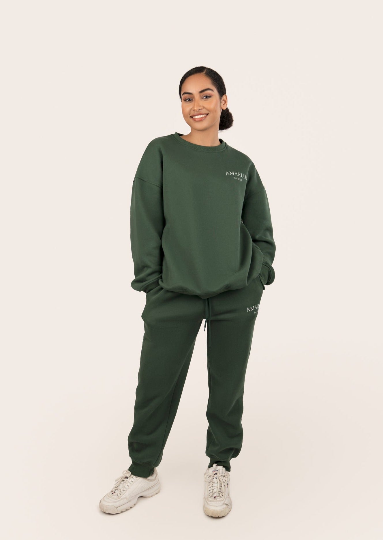 Amariah Oversized Sweatshirt  - Dark Green - AMARIAH